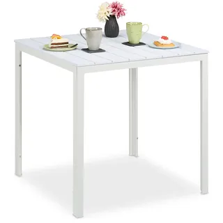 Relaxdays Gartentisch 78 x 78 x 78 cm Weiß