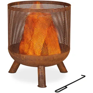 Relaxdays Feuerkorb Ø 44 cm Braun