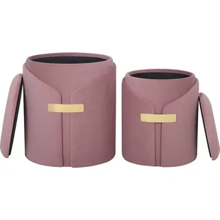 Kayoom Polstergarnitur »Hocker Forcet 125 2er-Set, Edler Kunstsamtbezug« rosa (altrosa,), B:30,5cm H:38,5cm T:37cm, Korpus: MDF / Bezug: 100% Polyester (Samt) / Fassung: Edelstahl, Sitzmöbel-Sets, Polstergarnitur, modern, mit Stauraum, dekorativ, Viele 