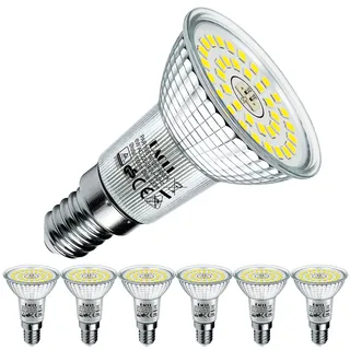 EACLL E14 LED Kaltweiß 6W Ersetzt 100W Halogen R50 Glühlampe, 6er-Pack. 820 Lumen 6000K Leuchtmittel, AC 230V Flimmerfrei Energiesparlampe, Abstrahlwinkel 120° Strahler Nicht Dimmbar Reflektorlampen