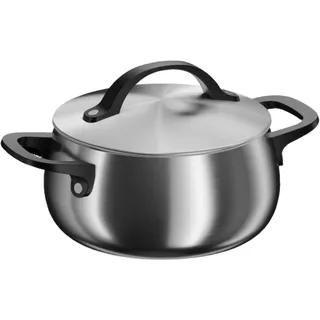 BergHOFF Home Kochtopf 18 cm, Induktionstopf, Edelstahl mit Deckel, Für alle Herdarten inkl. Induktion, Backofenfest, Spülmaschinengeeignet, 2,8 l, Smokey Black - Schwarz