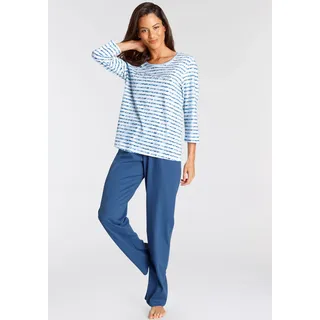 Vivance Dreams Pyjama Set, 2 Stk. mit gestreiftem Oberteil, blau gestreift