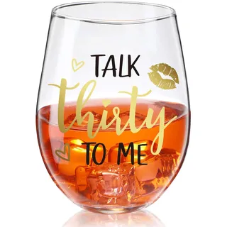 Patelai Talk Thirty To Me Weinglas 30. Geburtstag Stammlos Weinglas Schwarz Stammlose Glas Becher Schmutzig 30 Geburtstag Geschenk für Frauen Männer Dreißig Geburtstag Geschenk Hochzeit, 17 Unzen