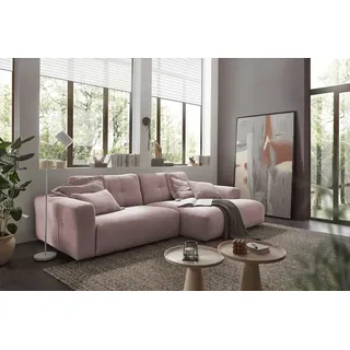 KAWOLA Sofa MIKA Ecksofa Cord rosa Longchair rechts - Rosa