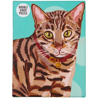 100-teiliges grünes doppelseitiges Bengal Cat Puzzle & Poster | Illustrierte Haustiere, Tier | Für Kinder, Erwachsene, Katzenliebhaber, Regentag, Zu Hause, Lockdown, Geburtstagsgeschenk, Weihnachten