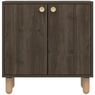 Calicosy Sideboard mit 2 Türen und Füßen aus massivem Buchenholz 36/72/73 cm , Naturfarben , Holzwerkstoff , 36x73x43 cm , Kleinmöbel, Kommoden, Sideboards