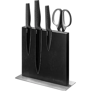Navaris Messerhalter doppelseitig magnetisch aus Kautschuk - Magnet Messerblock Messerbrett Magnethalter beidseitig - Messer Halterung unbestückt - Schwarz