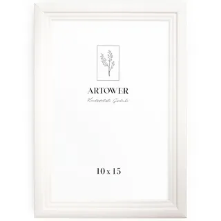 Artower® Bilderrahmen Vintage Weiß Holz Rahmen für 10 x 15 cm | Posterrahmen Groß Collage | Picture Frame Vintage White Wood 10x15 cm | Retro Schmal Bilderrahmen | Weiß Poster Rahmen