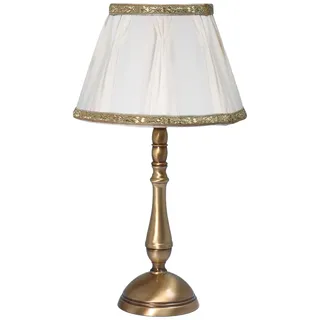 Jugendstil Tischleuchte mit Stoffschirm Messing 20cm Hoch Nachttischlampe E14
