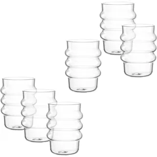 LEONARDO HOME SOLE Trinkglas • 6 Stück • 440 ml • Wasserglas • Bubblebecher • Wellenform • Matcha Becher • Teeglas • Kaffeebecher • Latte Macchiato • Eiskaffee • Spülmaschinengeeignet • Klar • 057167