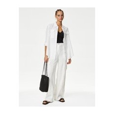 Womens M&S Collection Hemd aus reinem Leinen mit bequemer Passform im Utility-Stil - White, White, 8