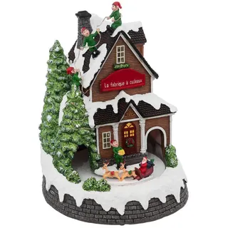 Fééric Lights and Christmas Bewegliche Weihnachtsszene, Geschenkfabrik, 20 x 25,5 cm