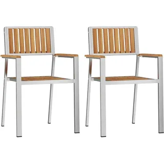 vidaXL Gartenstuhl 2 stk. Massives Teakholz und Edelstahl - Braun