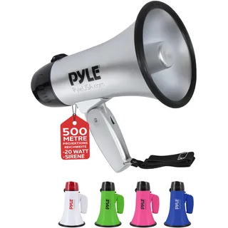 Pyle Mini Megafon mit Sirene & Mikrofon 20 Watt, Tragbares Megaphon Klappbar & Lautstärkeregler, Tröte zum Anfeuern für Sport & Veranstaltungen, Fußball Fanfare für Fans für Stadion, Fußball & Events