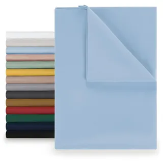 Blumtal® Basic Betttuch 180x275 cm für Matratzen 120x200 cm - Bettlaken ohne Gummi - Oeko-TEX zertifiziertes Betttuch ohne Gummi - Leintuch aus gebürstetem Microfaser- Leintuch 120 x 200 cm in Blau