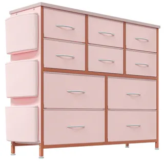 Baloveby Kommode, Schrank 10 Schubladen Aus Stoff Mit Griffen, Metallrahmen, Aufbewahrungsschrank für Schlafzimmer, Kinderzimmer, Schrank, Flur, Eingangsbereich