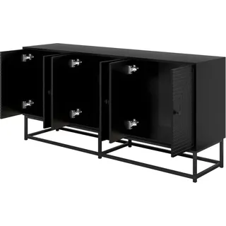 okwish Sideboard mit Doppeltüren Stauraum Wohnzimmer Büro 180x40x80cm Schwarz