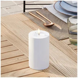 Deluxe Homeart Outdoor Stumpenkerze 12,5 cm weiß