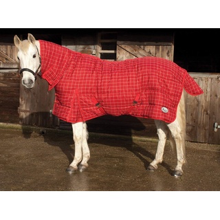 Rhinegold 0 Dakota Quilted Stable Rug-Winter Weight 300gsm Fill Stalldecke, Rot/Weiß kariert, 2,1 m