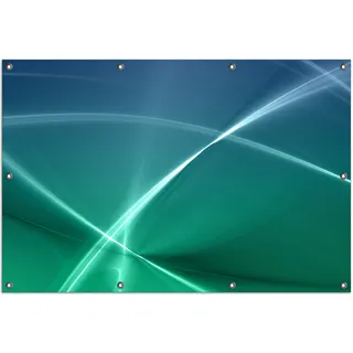 Wallario Outdoor-Poster für Garten oder Balkon, Motiv Abstrakte Formen und Linien in blau grün türkis, in ca. 100 x 150 cm - Blau