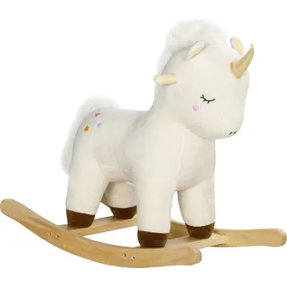 AIYAPLAY Schaukeltier, Baby Schaukelstuhl mit Unicorn Design, Sound, Schuakelsitz, Schaukelpferd, Schaukelspielzeug für Kleinkinder ab 2 Jahre, Plüsch, Weiß - Weiß