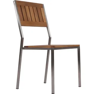Teako Design Gartenstuhl Cantene aus Teakholz & Edelstahl – Stapelstuhl für Terrasse, Balkon, Garten – Wetterfest & Pflegeleicht
