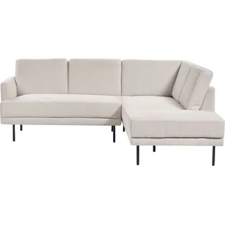Beliani Ecksofa Hellbeige Stoff Linksseitig 4-Sitzer Sofa mit Schwarzen Metallfüßen Glamour Modern Wohnzimmer Büro Arbeitszimmer Wohnküche Essz... - Beige/Schwarz