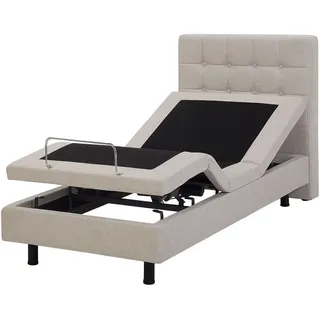 Beliani Polsterbett 90/200cm Beige Duke , Textil , 90x200 cm , Schlafzimmer, Betten, Polsterbetten