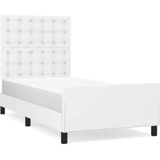 vidaXL Bettgestell mit Kopfteil Weiß 90x200 cm Kunstleder - Weiß