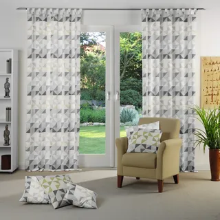 Vorhang WIRTH "Berlare" Gr. 4, grau (hellgrau), B:132cm H:245cm, Jacquard, Baumwolle, Polyester, Gardinen, Vorhang