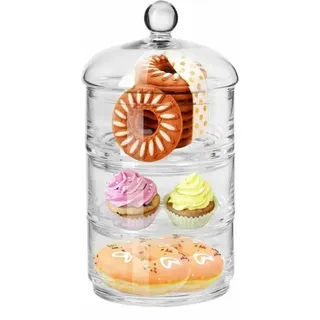 KROSNO Glamour Keksglas mit Deckel, 4er-Set, 30 cm, Handgemacht - Transparent