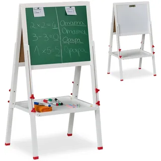 Relaxdays Kinderstandtafel , Weiß , Holz, Holzwerkstoff , Rechteckig , 55x135x52 cm , unisex , Dekoration, Malbedarf & Bastelbedarf