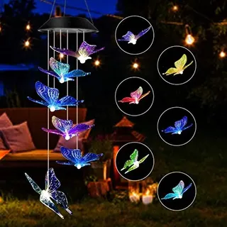 Schmetterling Solar Windspiel, Butterfly Farbwechsel Bunte Schmetterling Solarleuchten für den Außenbereich Gartenlampe Wasserdicht Solarbetrieben Bunte Schmetterling Beleuchtet Gartendekoration