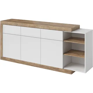 Furniture24 Kommode Sintra 25 Sideboard 200 cm 3 Türen 3 Schubladen - Weiß