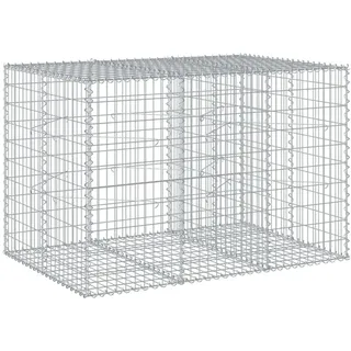 vidaXL Gabione mit Deckel 150x100x100 cm Verzinktes Eisen - Silber