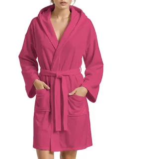 PETTI Artigiani Italiani Mikrofaser-Bademantel Herren Damen mit Kapuze, Taschen, Gürtel, Unisex schnelltrocknend für Fitness, Schwimmbad, Strand, Spa, Fuchsia, L