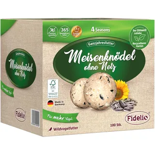 Fidelio Meisenknödel ohne Netz, ganzjähriges Wildvogelfutter proteinreich/energiereich, hochwertiges Vogelfutter für Wildvögel, 100 Stück im Karton aus FSC-zertifizierter Produktion, 8.3 kg