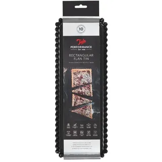 Tala Tarteform Rechteckig 36.4 x 13.5 x 3.0 cm, Quicheform mit Hebeboden | Rechteckige Tarteform mit Hebeboden, Eclipse Antihaftbeschichtung, geriffelter Rand, für Tartes, Quiches und Obstkuchen