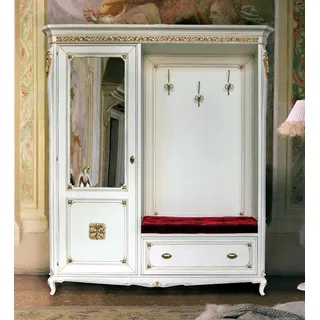 Kleiderständer Garderobe Massiv Holz Oberbekleidung Flur Spiegel Italienische - Weiß