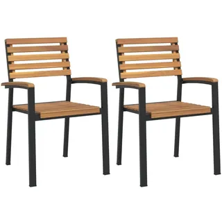 vidaXL Stapelbare Gartenstühle 2 Stk. Massivholz Akazie und Metall - Braun