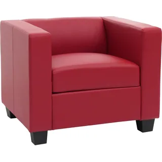 Sessel Loungesessel Lille Leder, rot - Rot
