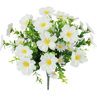 Flair Flower Kunstblumenstrauß Blüten Eukalyptus Blumensträuße Seidenblumen Kunstblumen Dekoblumen Bouquet Strauß Blumenstrauß Hochzeit Haus Tischdeko, Cosmea/Margeriten