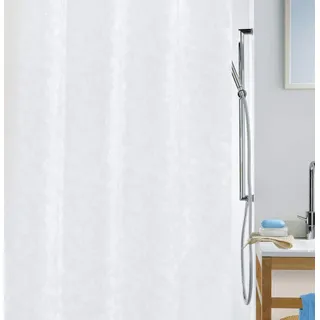 Spirella Anti-Schimmel Duschvorhang - Anti-Bakteriell, waschbar, wasserdicht - Polyester, „Porto“ 180x200cm Weiß
