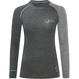Black Crevice Damen Langarmshirt aus Merino Wolle in 46 - Anthracite/Grey I Funktionsshirt atmungsaktiv I Funktionsunterwäsche I Base Layer I Long Sleeve I Skiunterwäsche