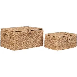Xxxl Korbset , Hellbraun , Holz, Metall , 2-teilig , Seegras , rechteckig , 30x15x22 cm , Ordnen & Aufbewahren, Körbe, Dekokörbe