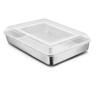 Joyfair Backbkech mit Deckel, Edelstahl Kuchenform Backform Set, 23.8x17.8x5cm, Rechteckiges Backblech zum Backen Braten Aufbewahren, Ideal für Kuchen/Brownie/Lasagne - Spülmaschinenfest