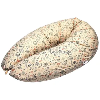 HOBEA-Germany Stillkissen 190 cm x 76 cm XXL Lagerungskissen Schwangerschaftskissen für Baby und Erwachsene Seitenschläferkissen Stillkissen mit Bezug aus Bio Baumwolle, Safari beige