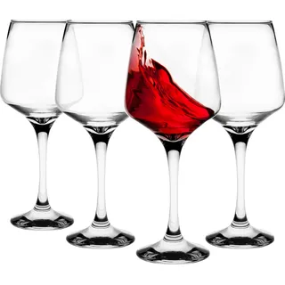 GLASMARK® Weinglas 4-Set 360 ml Große 4 Stück Rotweingläser Weinkelch transparente Weinglas VINO auf Fuß - Hochwertige Qualität - Transparent