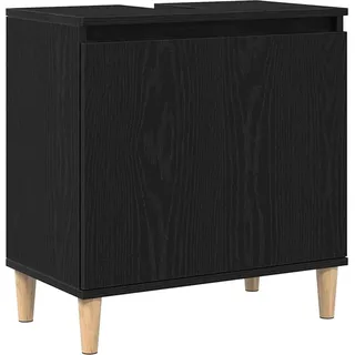 vidaXL Waschbeckenschrank mit Tür Schwarz Eichen-Optik 58 x 33 x 60 cm - Schwarz