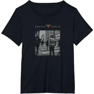 Offizielles Bon Jovi Forever Black T-Shirt, Damen Große Größen, Schwarz, 2X